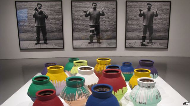 Works by Chinese artist Ai Weiwei are displayed October 2, 2012 at the Hirshhorn Museum in Washington, DC.