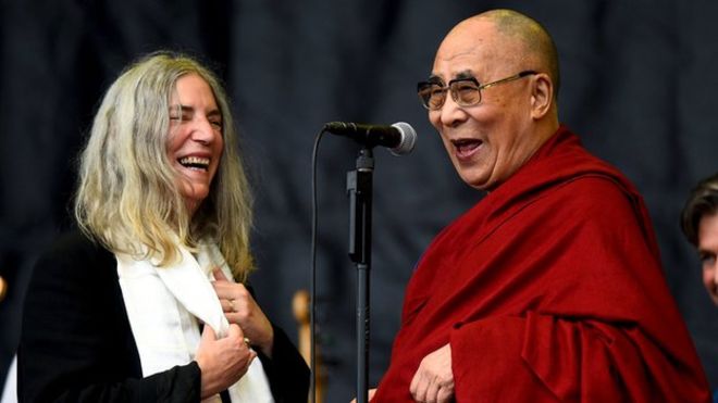 The Dalai Lama said he admired punk poet Patti Smith's voice and movement 