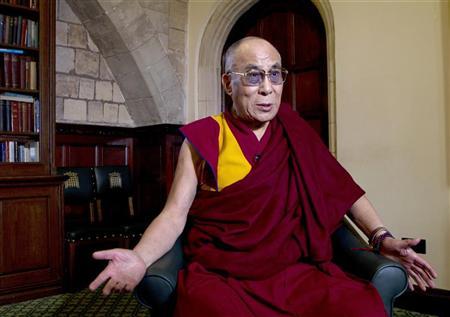 Tibet's exiled spiritual leader the Dalai Lama speaks during an interview in the Houses of Parliament in central London June 20, 2012. Credit: Reuters/Olivia Harris
